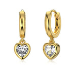 925 Sterling Silver Pink CZ Women Heart Earrings