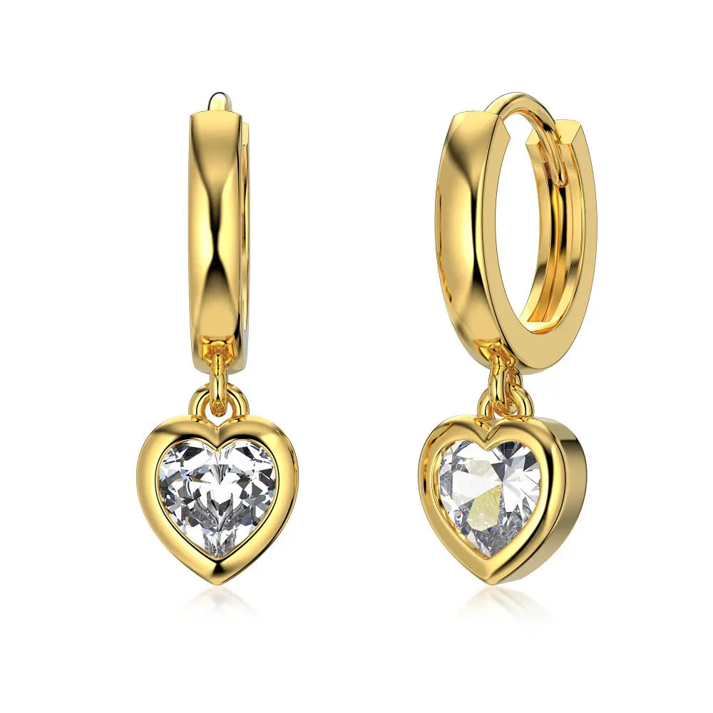 925 Sterling Silver Pink CZ Women Heart Earrings