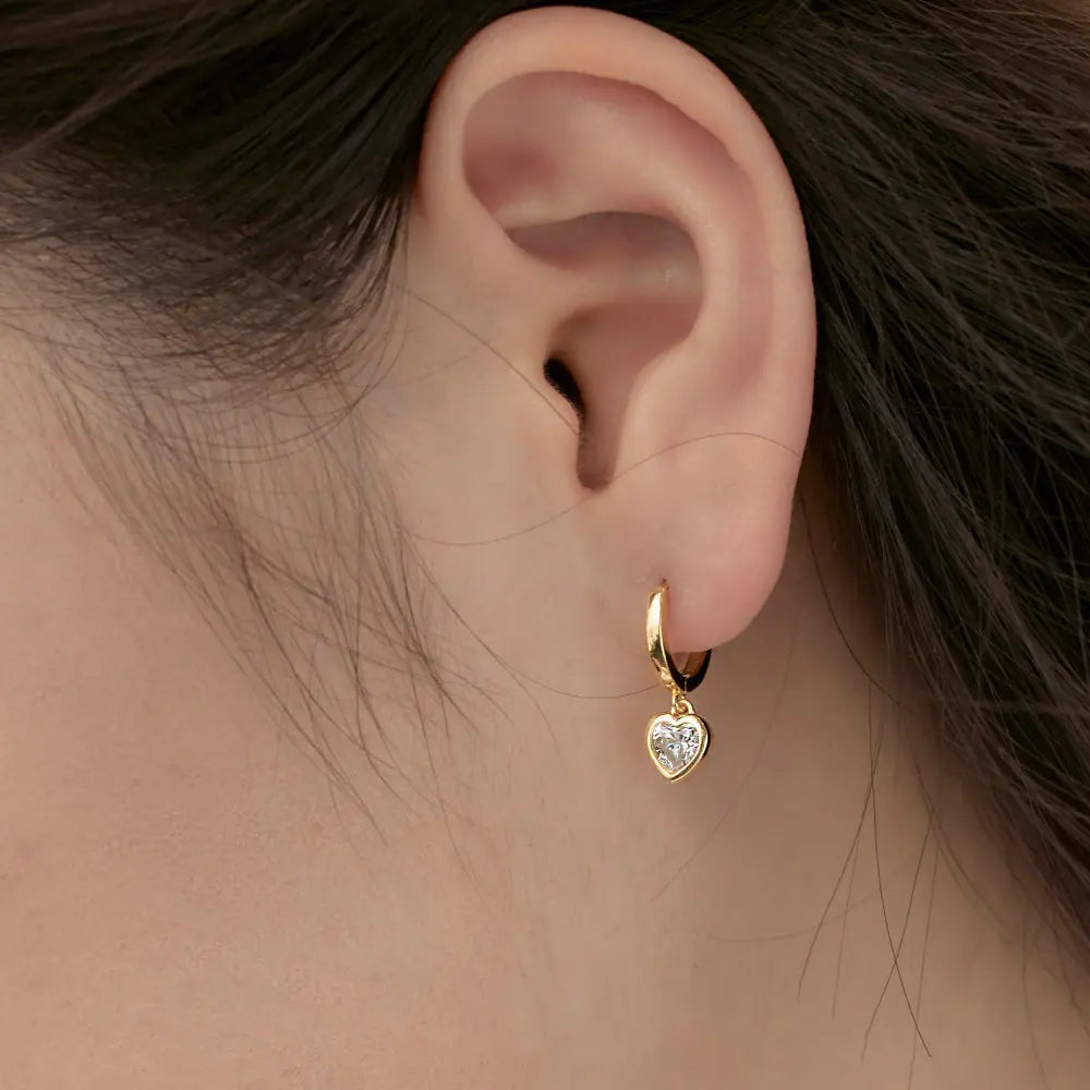 925 Sterling Silver Pink CZ Women Heart Earrings