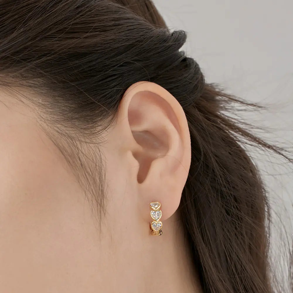 Hot Selling 925 Silver Iced Heart Hoop Earrings