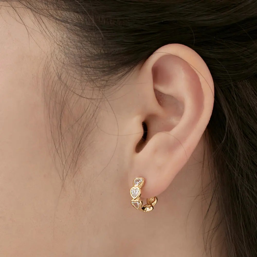 Hot Selling 925 Silver Iced Heart Hoop Earrings