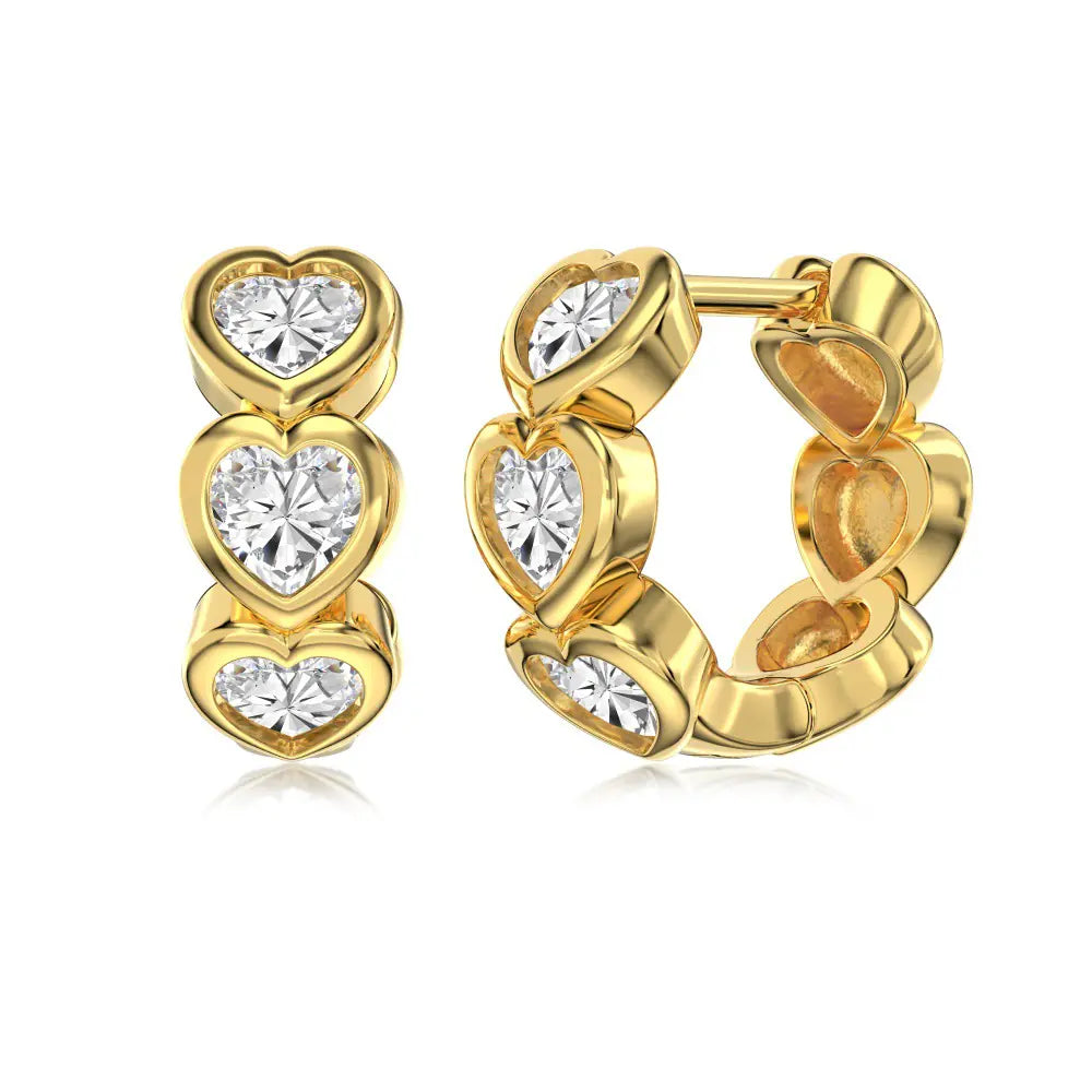 Hot Selling 925 Silver Iced Heart Hoop Earrings