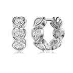 Hot Selling 925 Silver Iced Heart Hoop Earrings