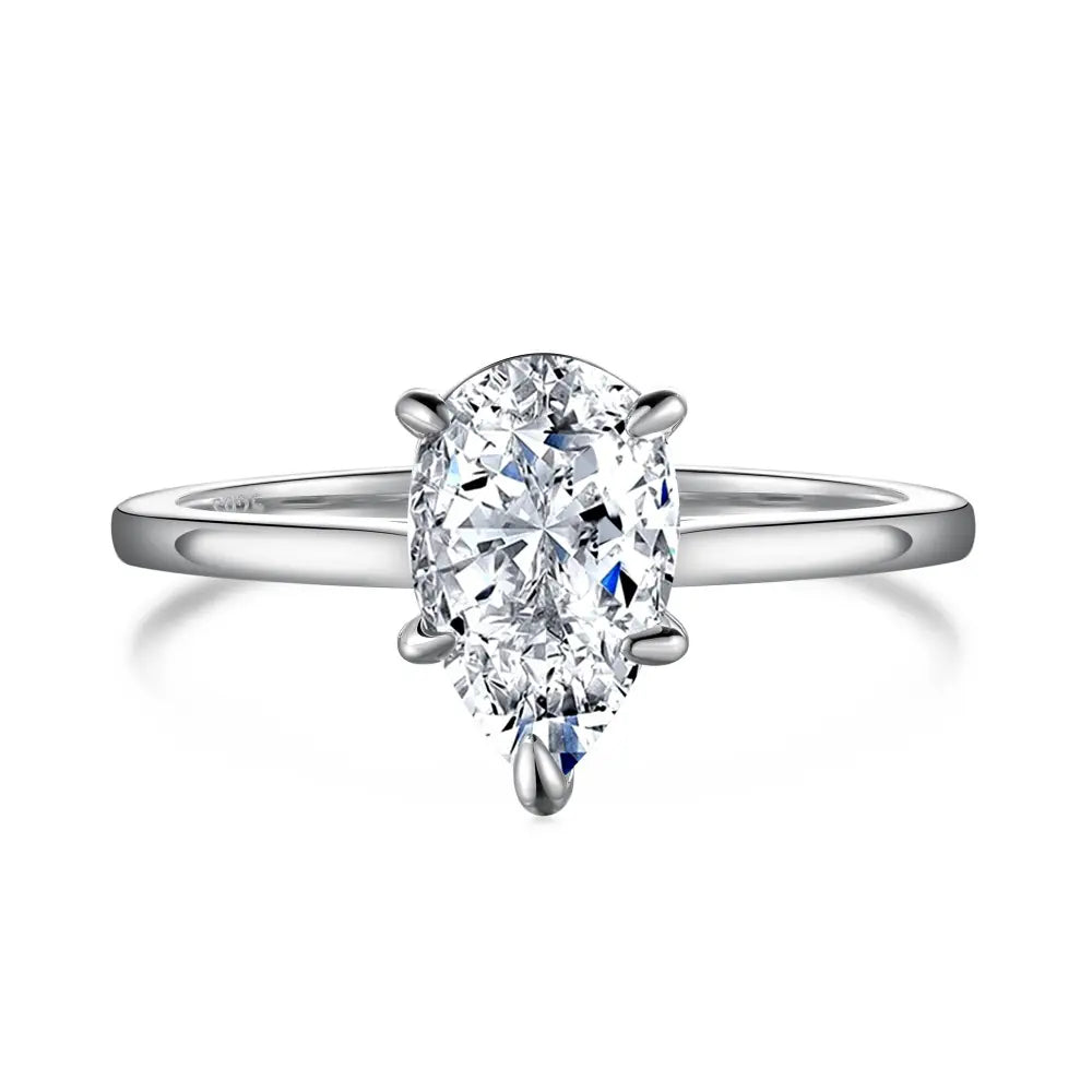 925 Silver Single Colorful Pear CZ Daily Ring