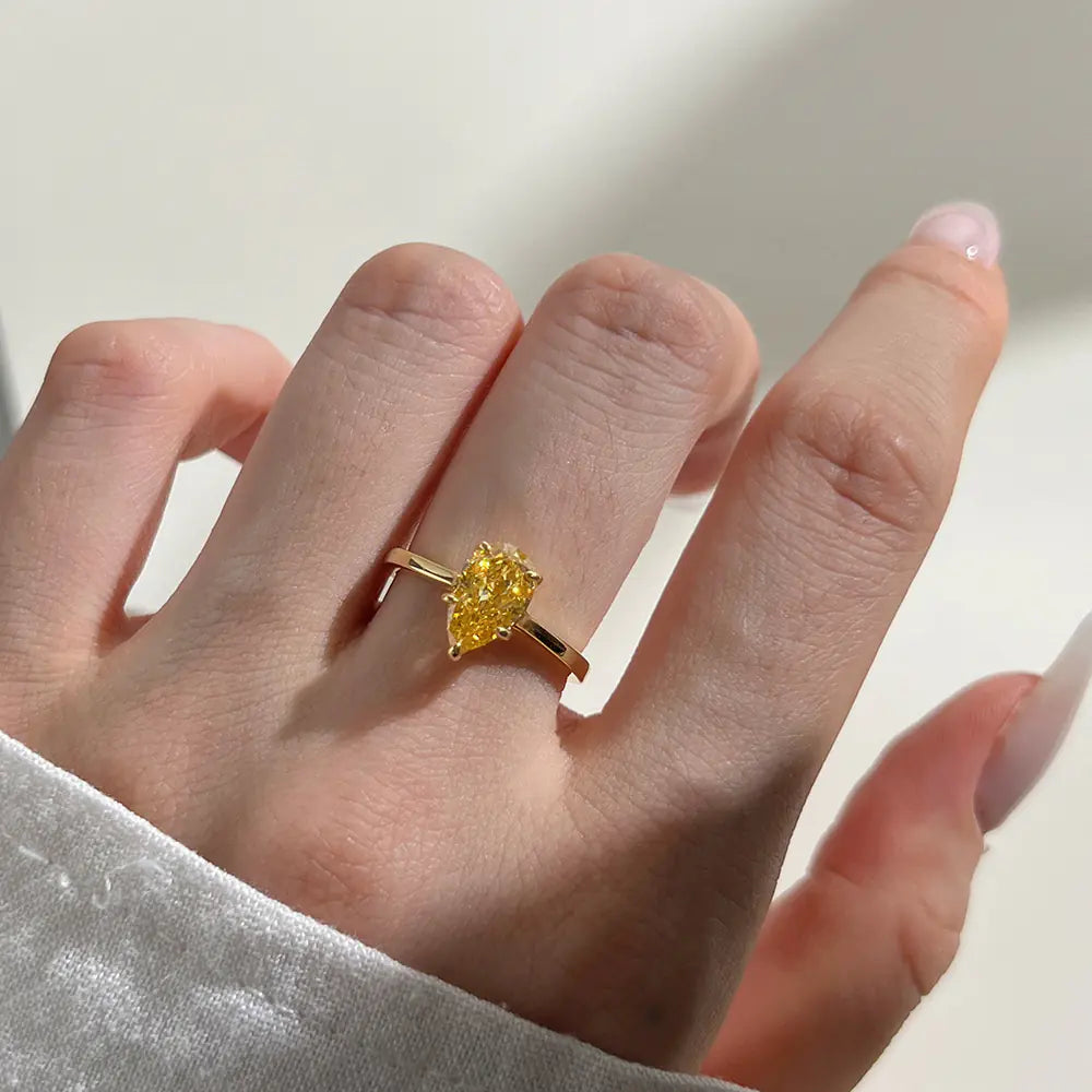 925 Silver Single Colorful Pear CZ Daily Ring