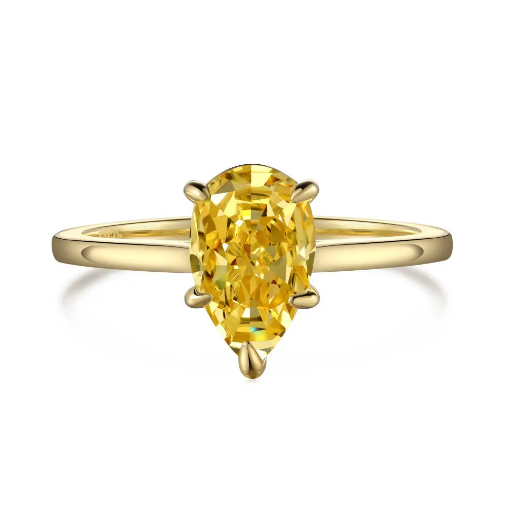 925 Silver Single Colorful Pear CZ Daily Ring