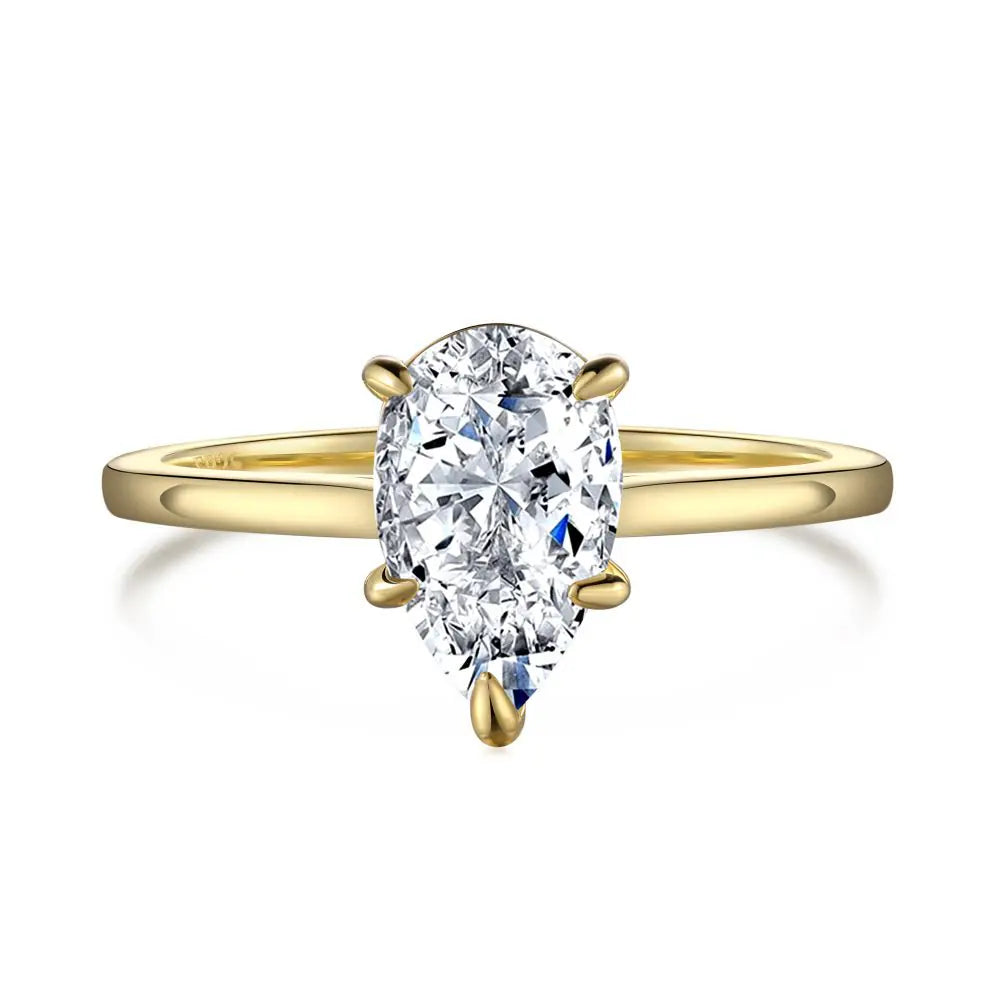 925 Silver Single Colorful Pear CZ Daily Ring