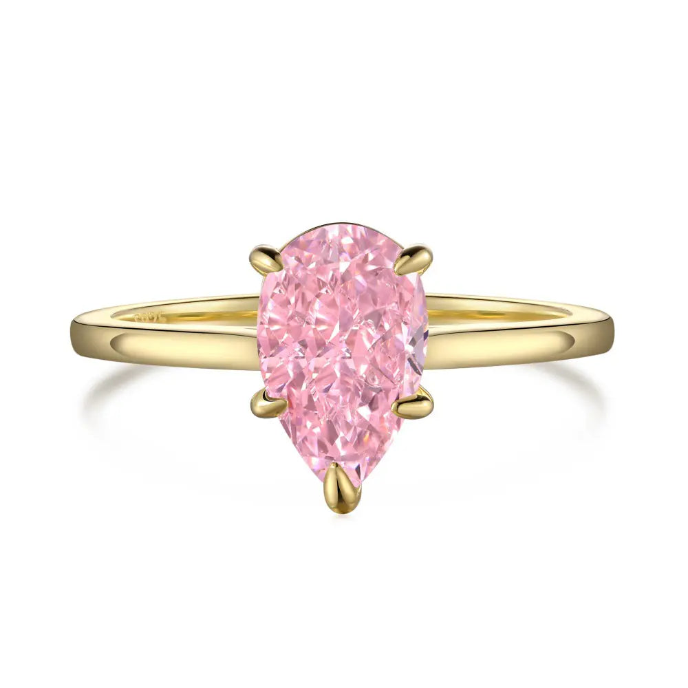 925 Silver Single Colorful Pear CZ Daily Ring