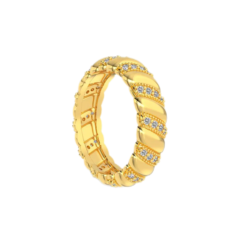 925 Silver Polished Iced Staggered Ring