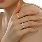 925 Silver Polished Iced Staggered Ring