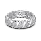 925 Silver Polished Iced Staggered Ring