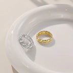 925 Silver Polished Iced Staggered Ring