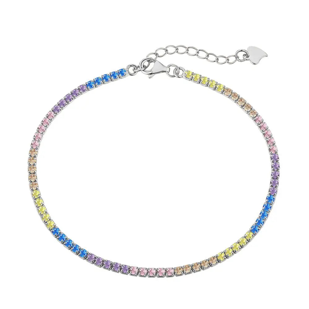 925 Silver 3mm Woven Rainbow CZ Mirco Tennis Bracelet