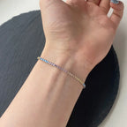 925 Silver 3mm Woven Rainbow CZ Mirco Tennis Bracelet