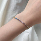 925 Silver 3mm Woven Rainbow CZ Mirco Tennis Bracelet