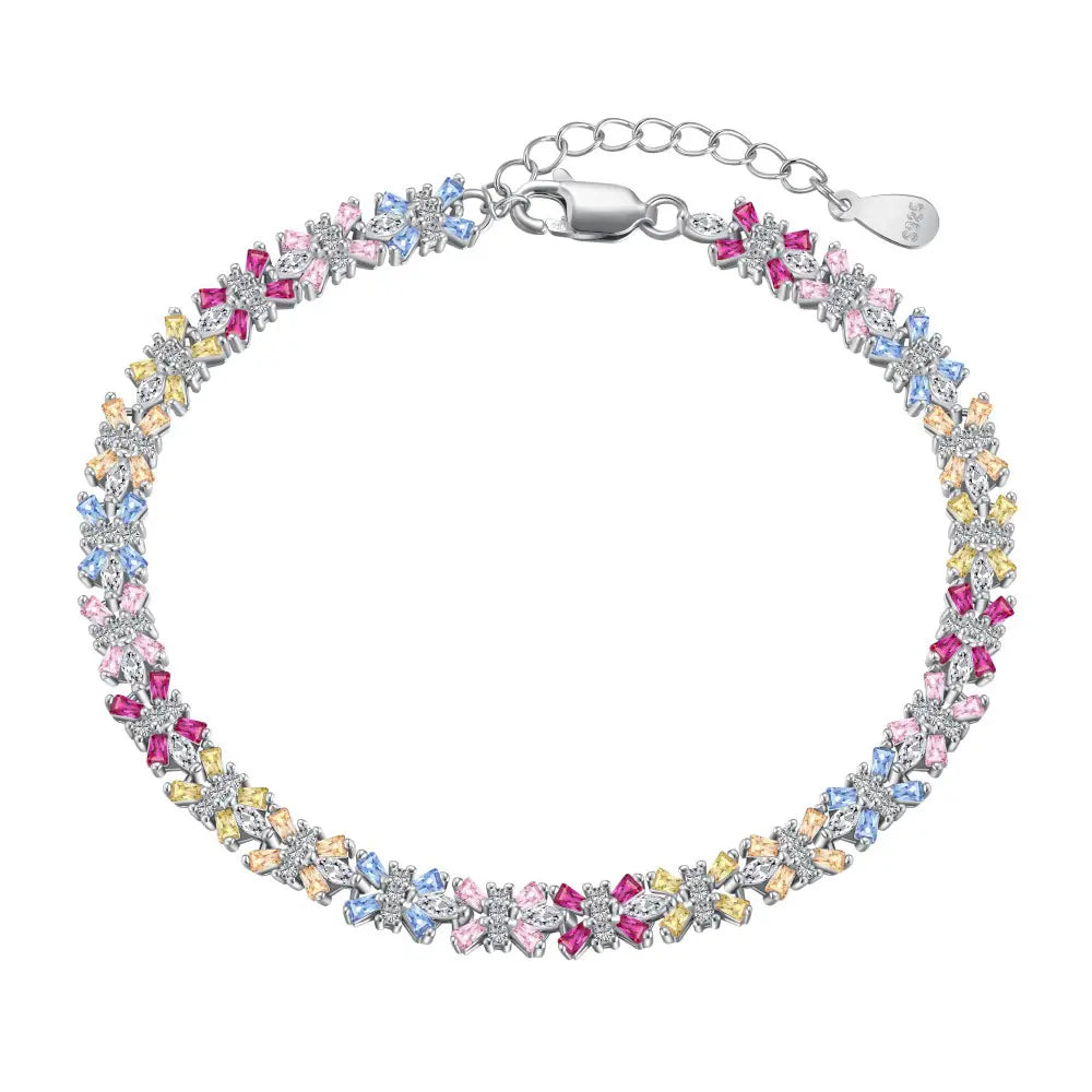 S925 sterling silver colored cz bracelet
