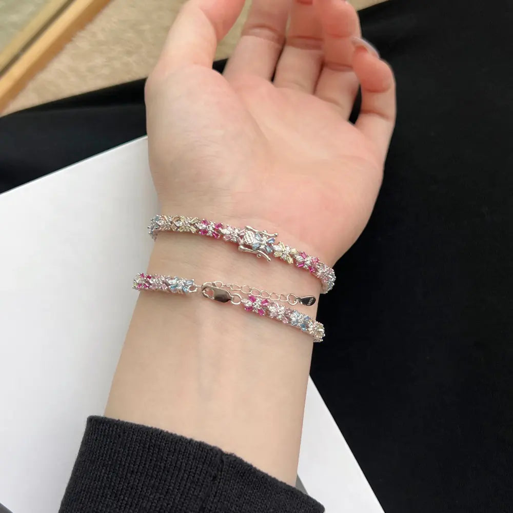 S925 sterling silver colored cz bracelet