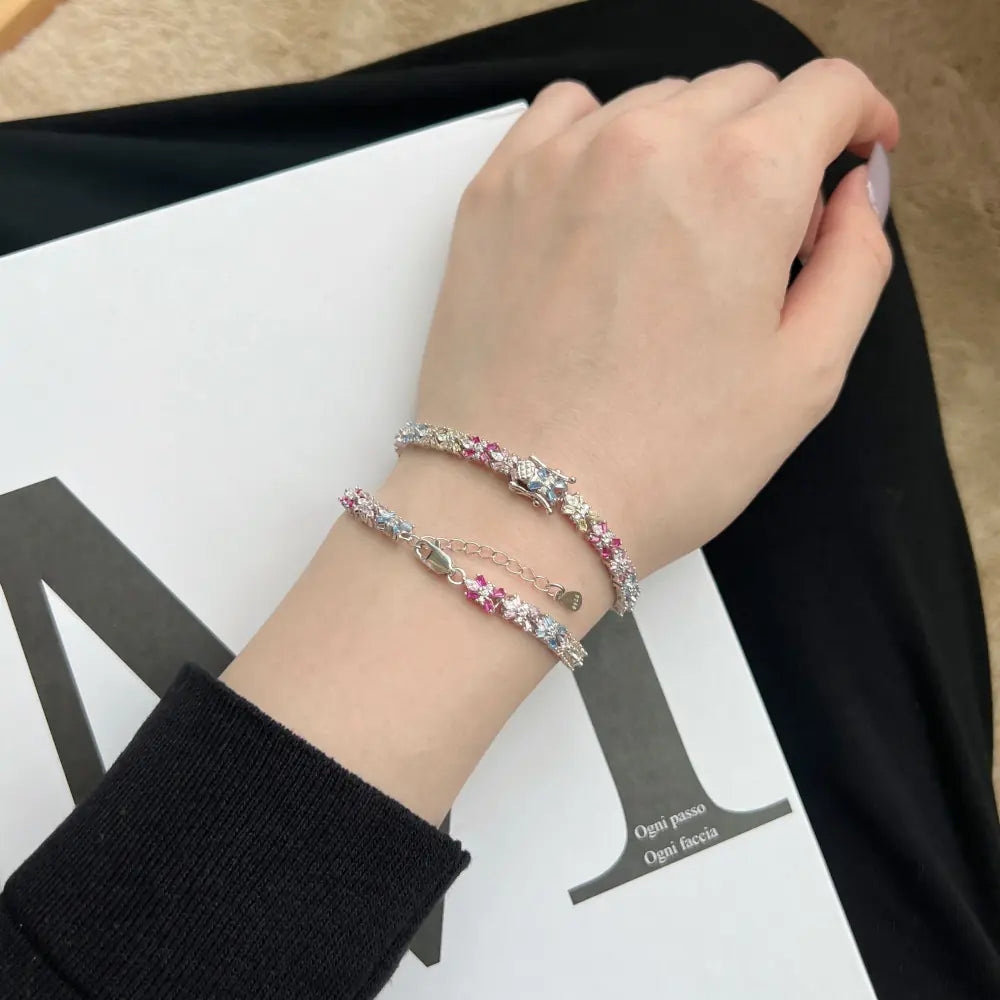 S925 sterling silver colored cz bracelet