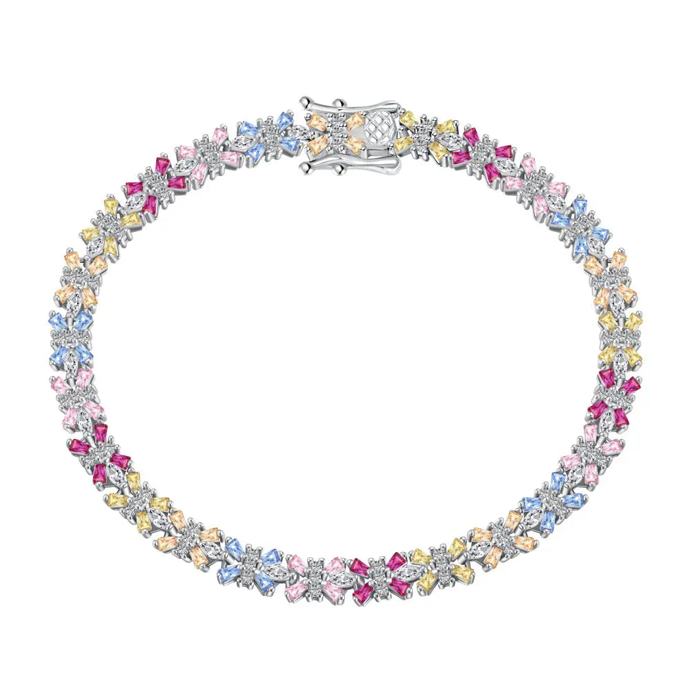 S925 sterling silver colored cz bracelet