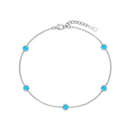 925 Silver Round Blue Opal Thin Bracelet