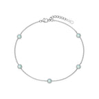 925 Silver Round Blue Opal Thin Bracelet