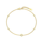 925 Silver Round Blue Opal Thin Bracelet