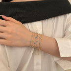 925 Silver Round Blue Opal Thin Bracelet