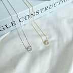 Fashion 925 Silver Round CZ Charm Pendant Chain