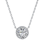 Fashion 925 Silver Round CZ Charm Pendant Chain