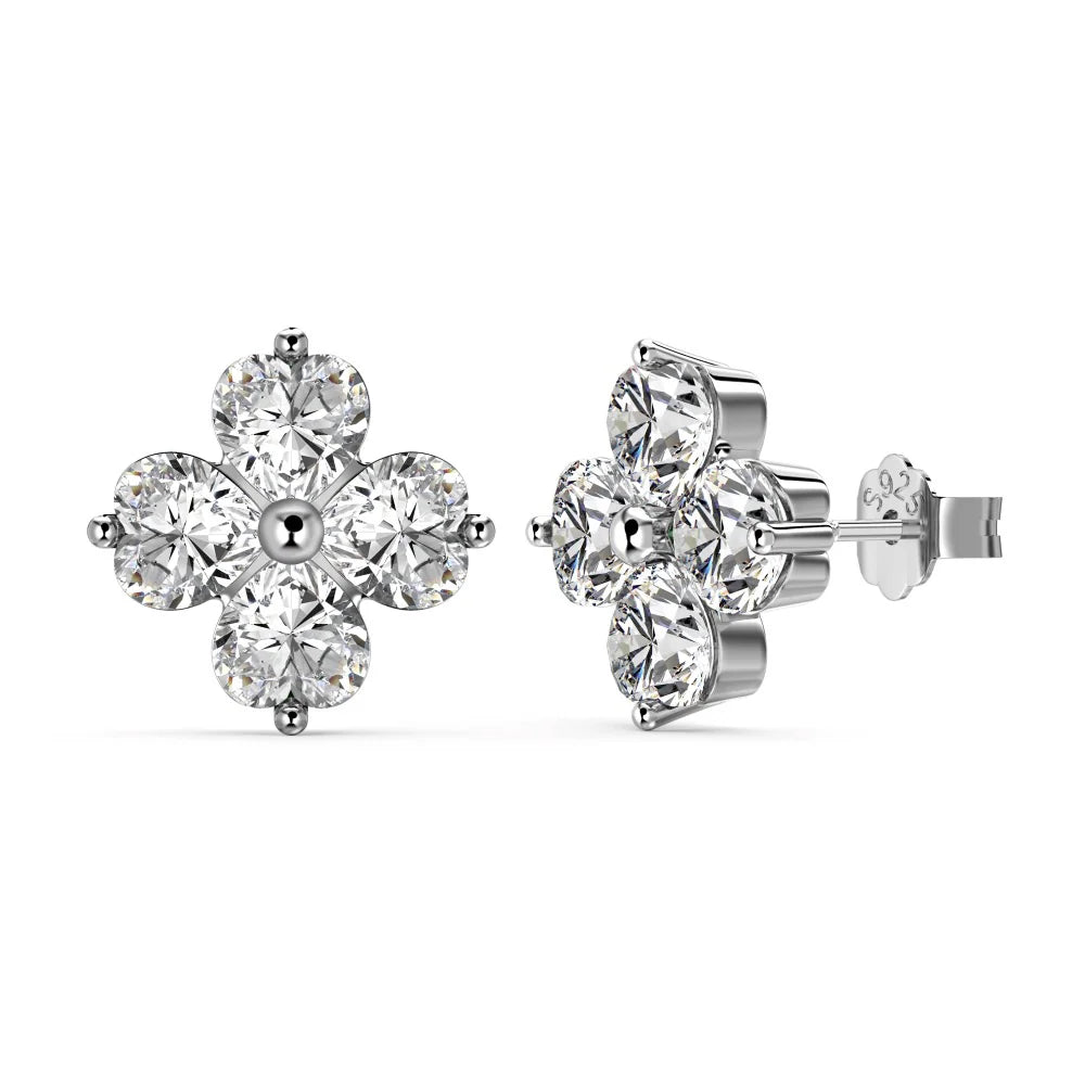 Best-selling S925 Silver Four-leaf Clover Stud Earrings