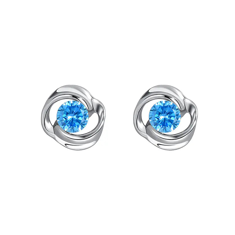 Aquamarine CZ Heart of the Ocean Earrings