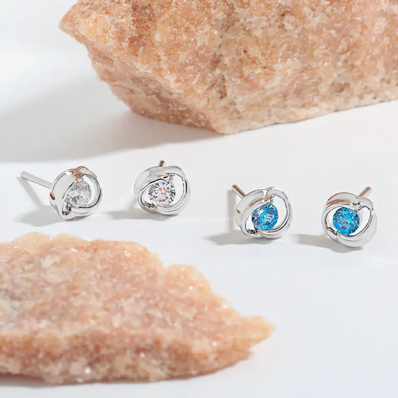 Aquamarine CZ Heart of the Ocean Earrings