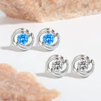 Aquamarine CZ Heart of the Ocean Earrings