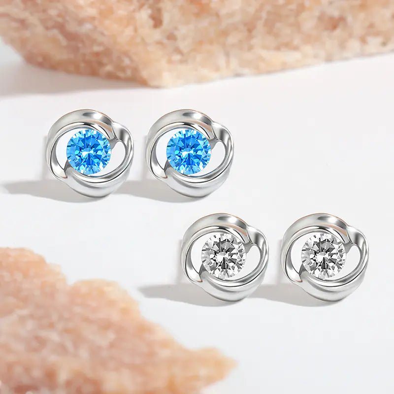 Aquamarine CZ Heart of the Ocean Earrings