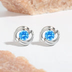 Aquamarine CZ Heart of the Ocean Earrings