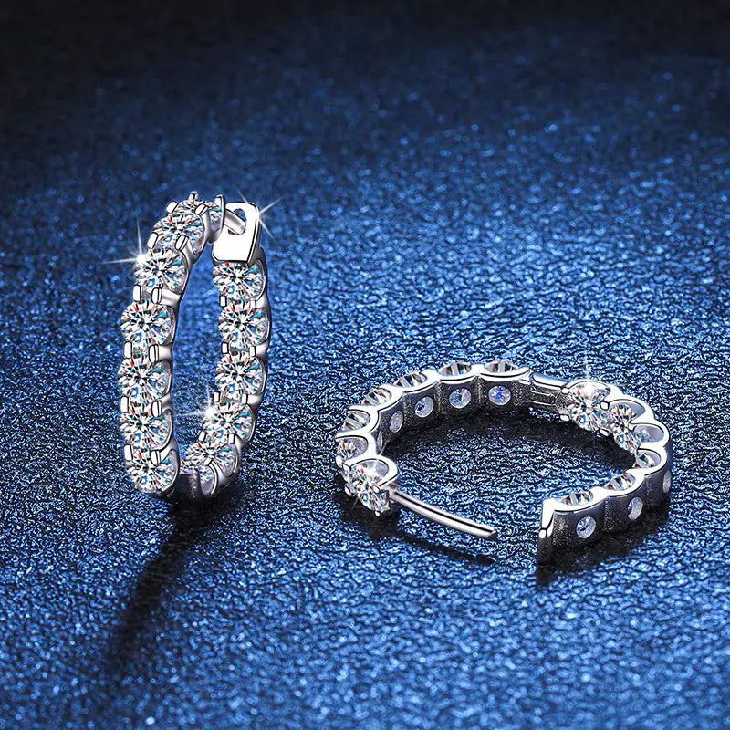 925 Silver 2.6ct D Color Moissanite Hoop Earrings