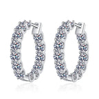 925 Silver 2.6ct D Color Moissanite Hoop Earrings