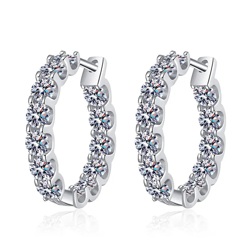 925 Silver 2.6ct D Color Moissanite Hoop Earrings