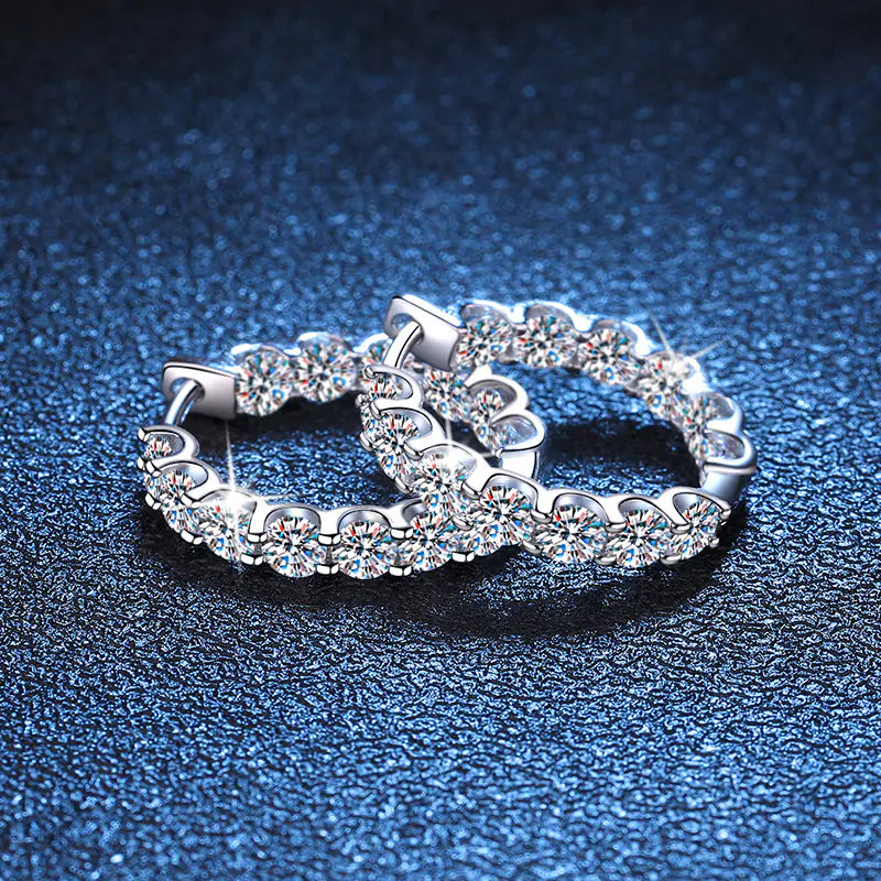 925 Silver 2.6ct D Color Moissanite Hoop Earrings