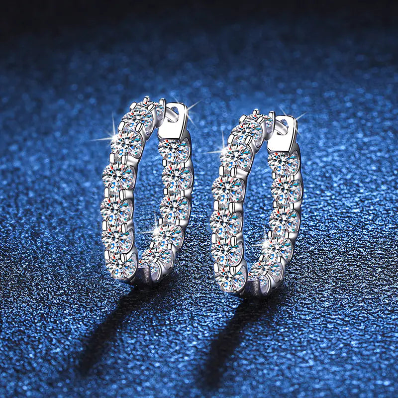 925 Silver 2.6ct D Color Moissanite Hoop Earrings