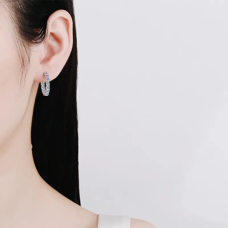 925 Silver 2.6ct D Color Moissanite Hoop Earrings