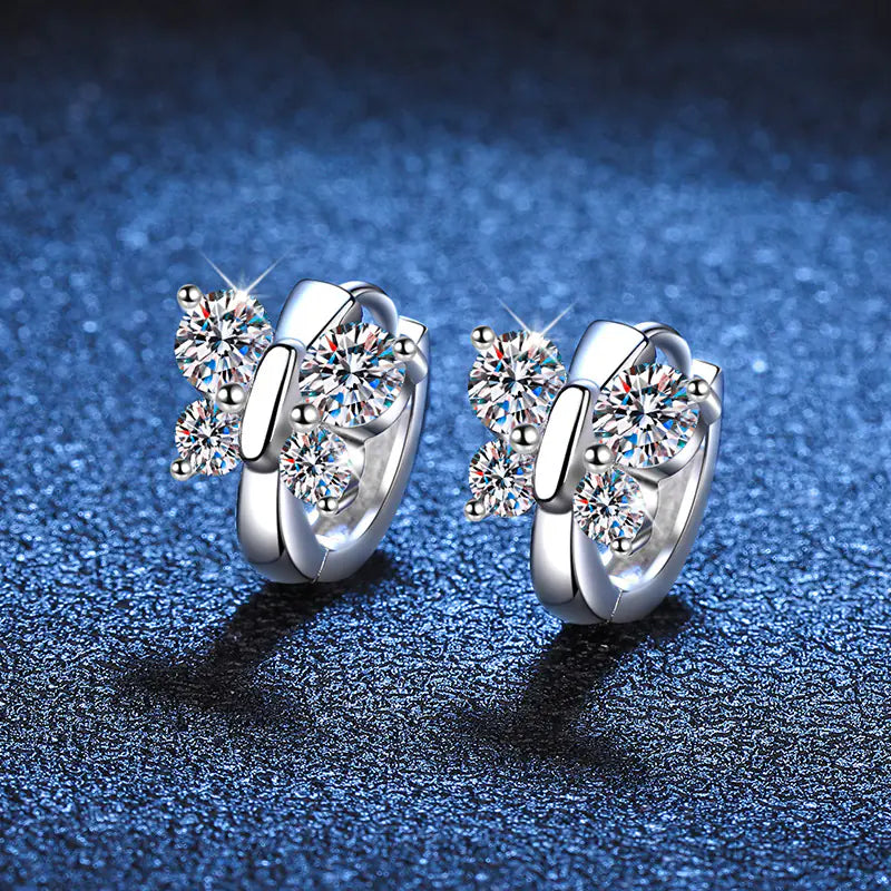 925 Silver Moissanite Butterfly Women Hoop Earrings