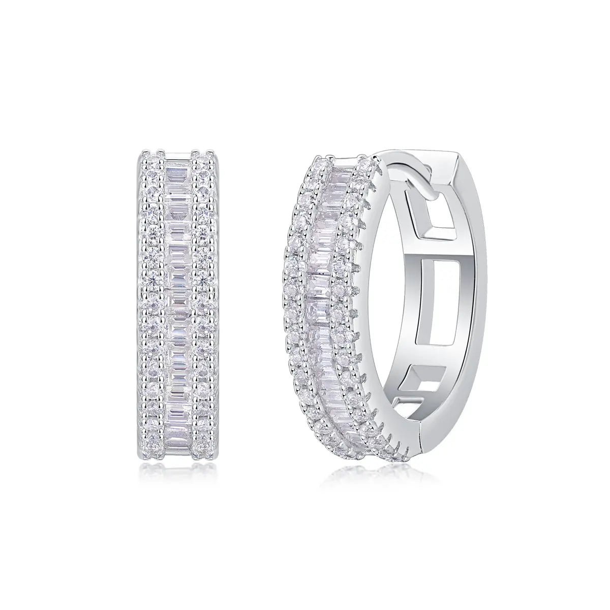S925 Square Moissanite Hoop Earrings