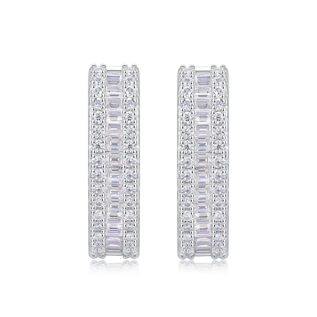 S925 Square Moissanite Hoop Earrings