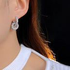 Double round CZ Drop Earrings