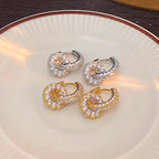 Double round CZ Drop Earrings