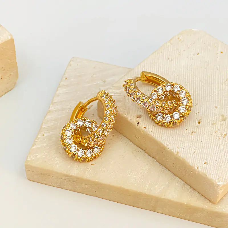 Double round CZ Drop Earrings