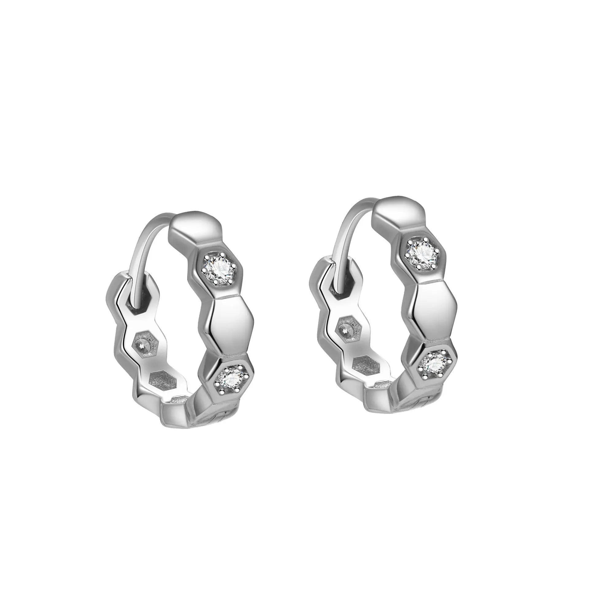925 Silver Iced Out CZ Honeycomb Earrings