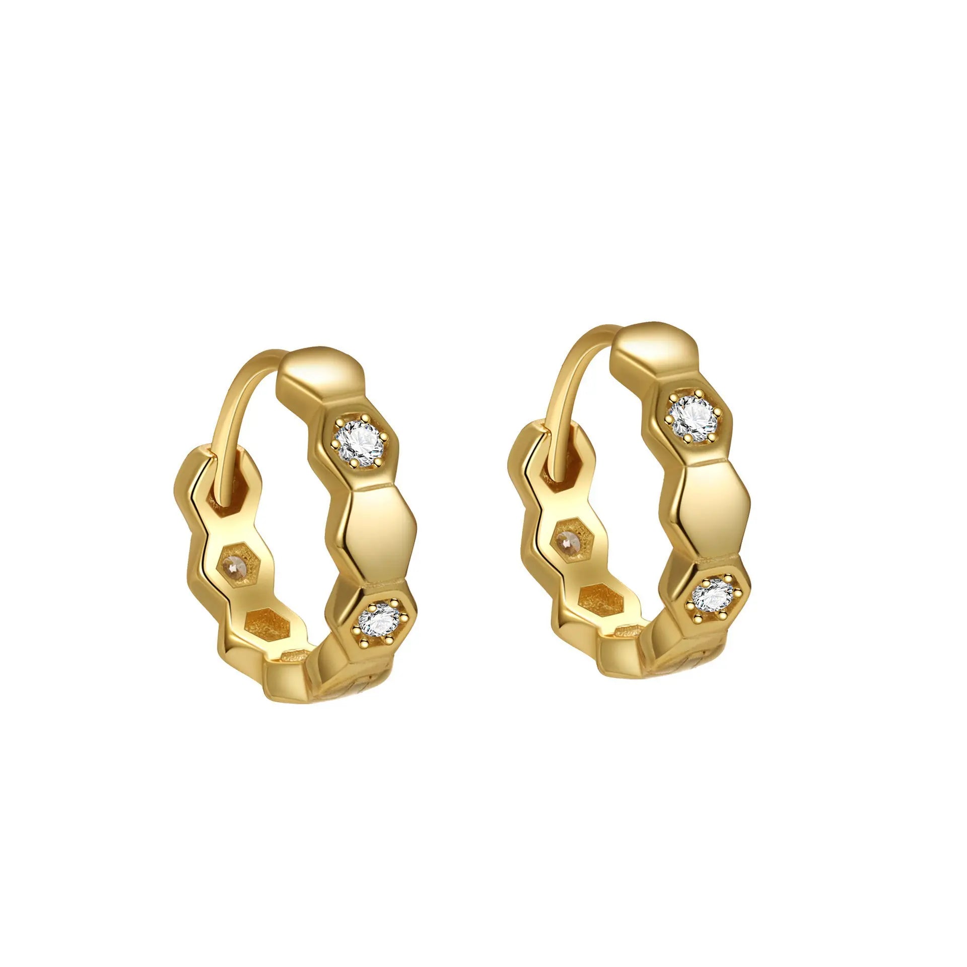 925 Silver Iced Out CZ Honeycomb Earrings
