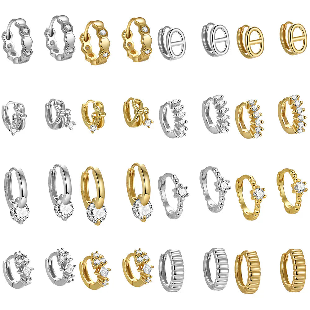 925 Silver Iced Out CZ Honeycomb Earrings